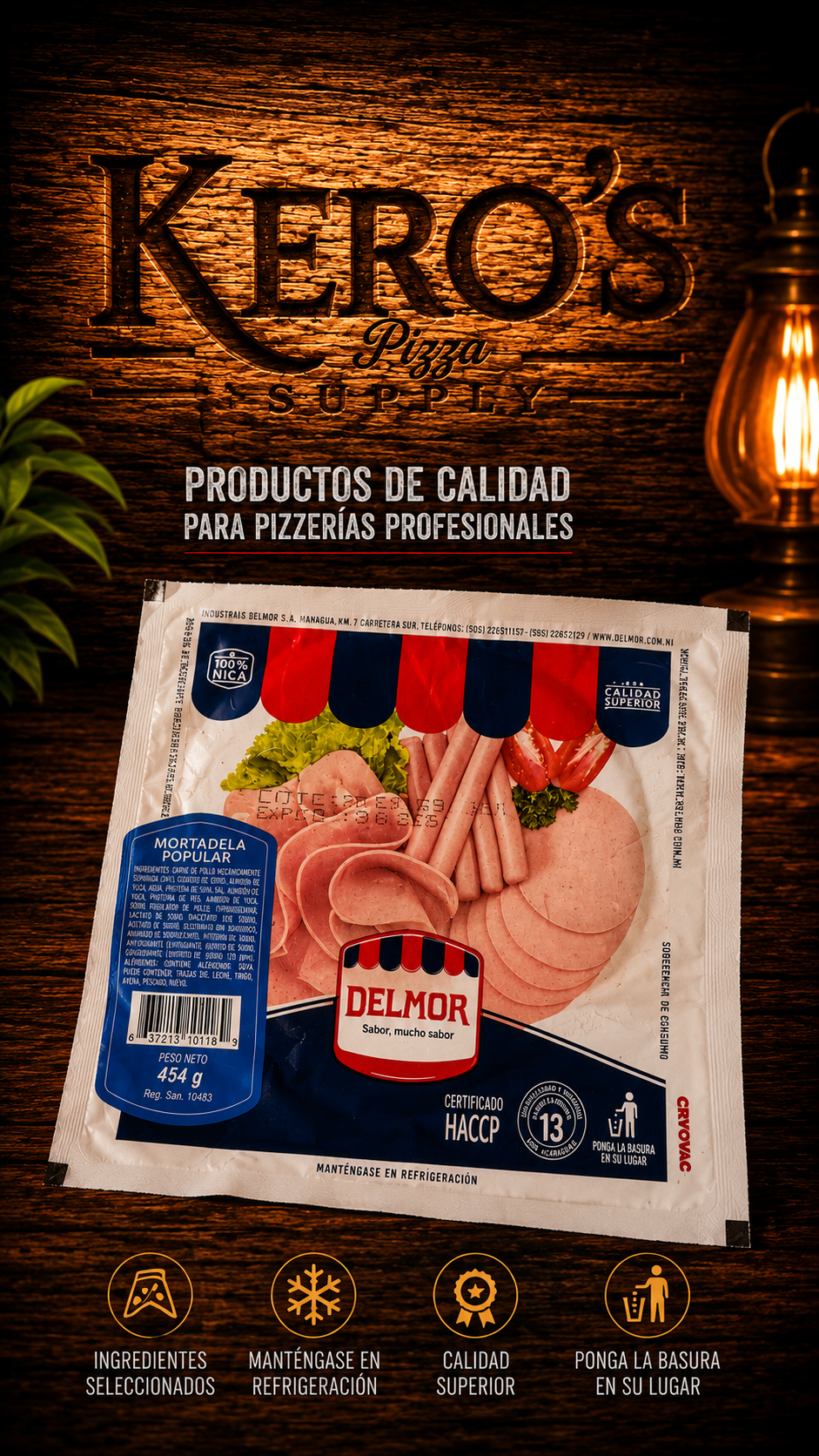 Mortadela Popular Delmor (454 g) - Imagen Vertical